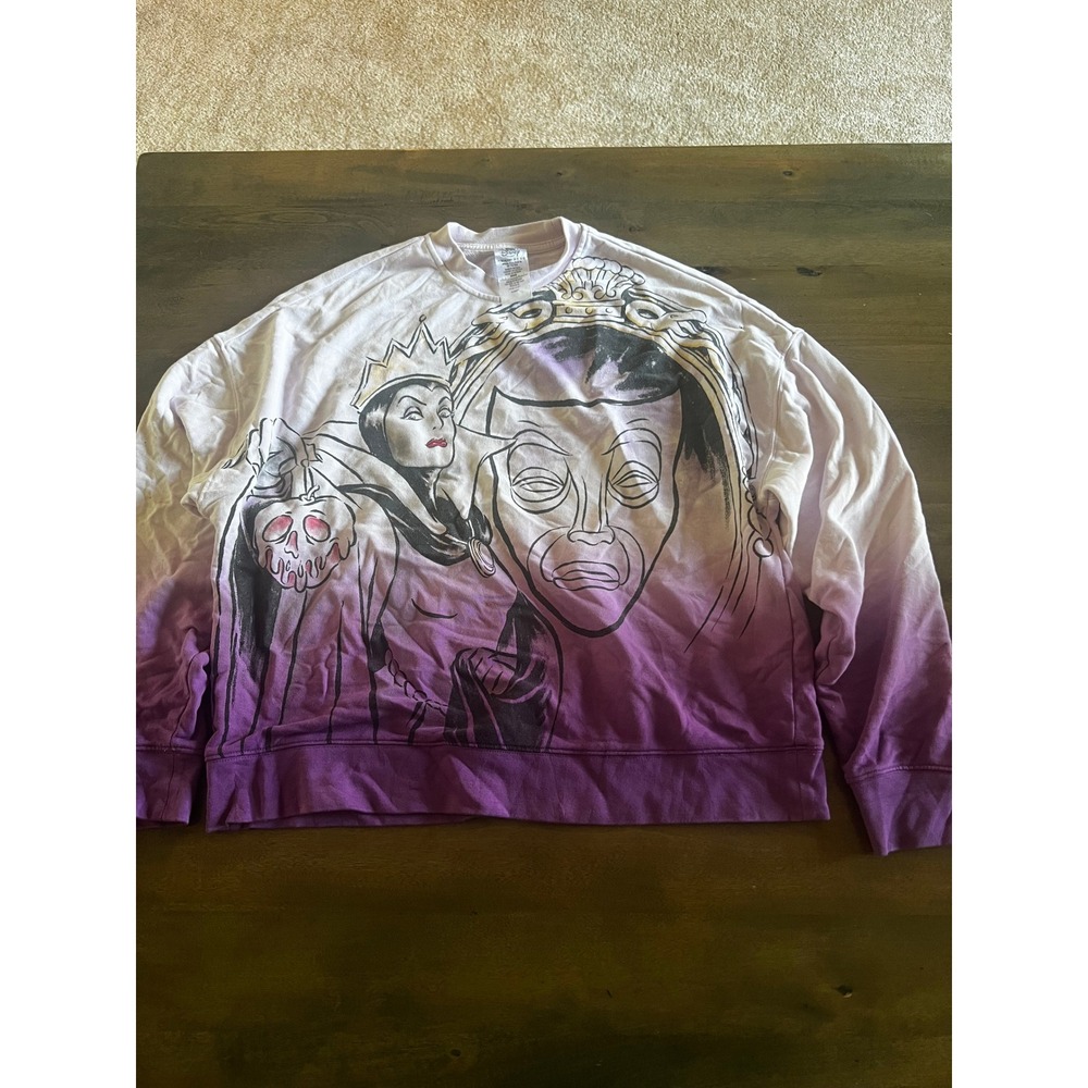 Disney Parks Evil Queen Magic Mirror Ombre Sweatshirt Purple Snow White XS